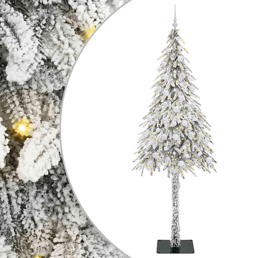 Sztuczna choinka biała 210 cm z 300 ciepłymi białymi diodami LED, realistyczny aksamitny wzór, PE i stal, nadaje się do użytku wewnątrz i na zewnątrz pod ochroną.