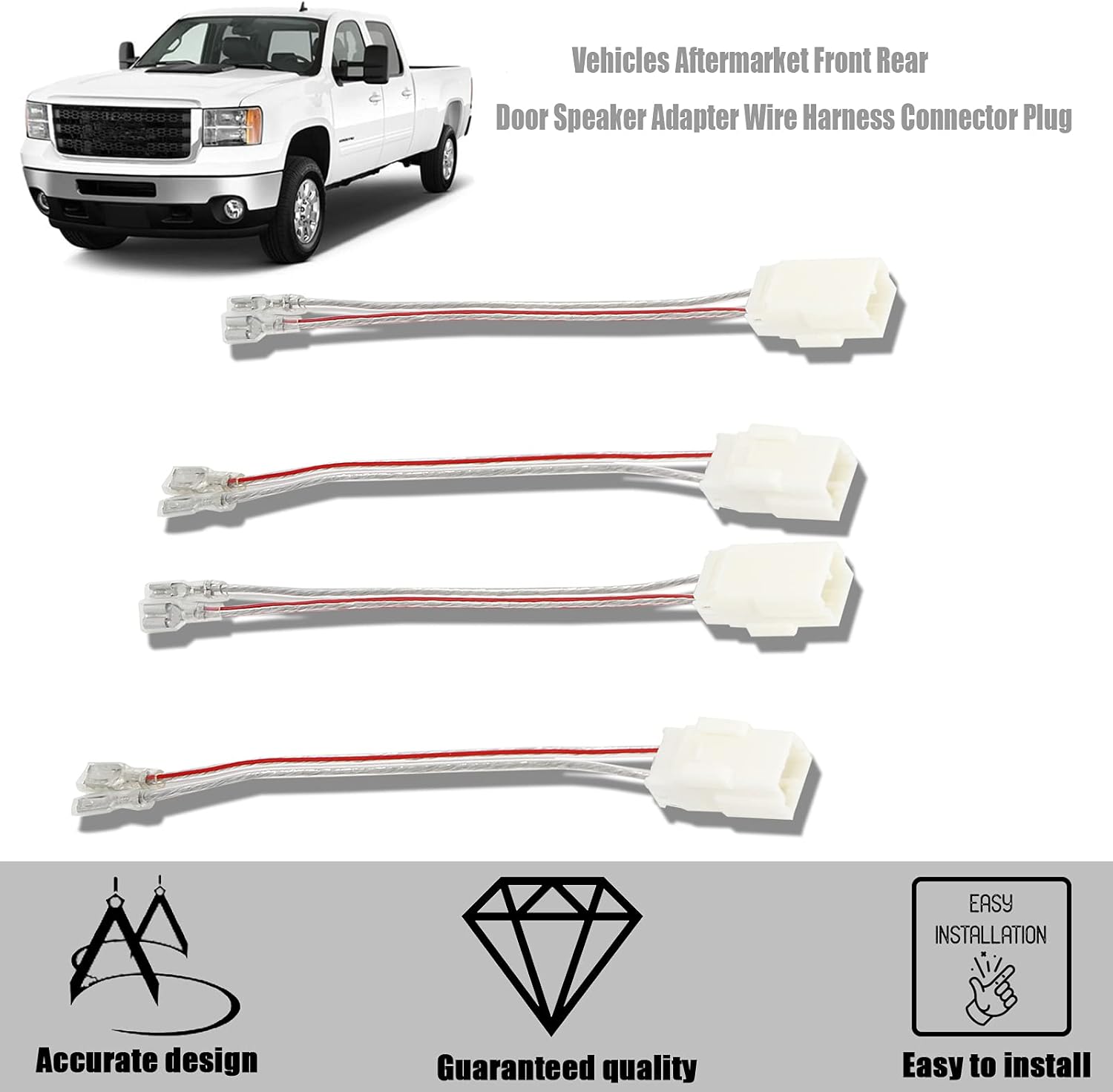 RED WOLF for 2002-2019 Jeep Wrangler JK, Chrysler, Dodge Vehicles Aftermarket Front Rear Door Speaker Wire Harness Connector Plug Adapter 4 pc : Electronics