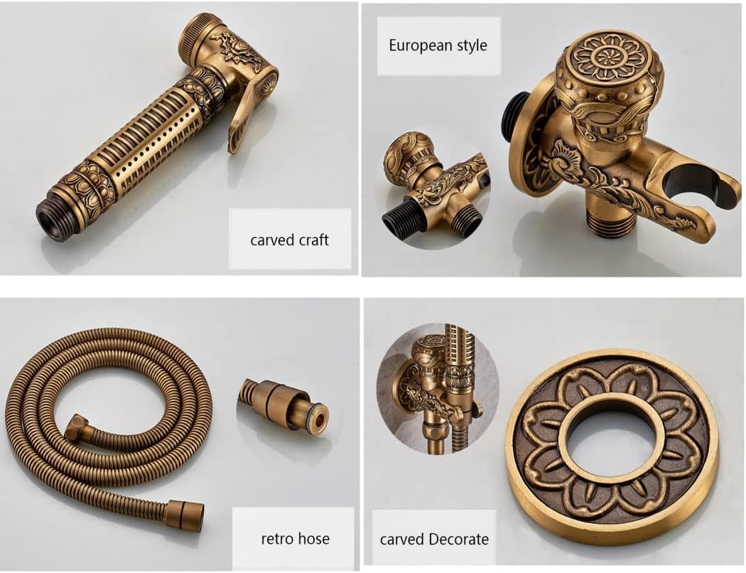 【セール】トイレ用ビデスプレー、アンティーク真鍮製ハンドヘルドスプレー（ホース付き）、壁掛け式ベビーおむつ布洗浄機、シャワースプレー