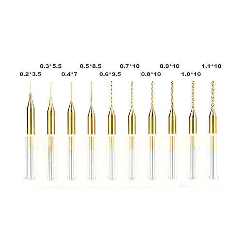 Miniatura 4 de Juego de 10 brocas micro, 0.008 in-0.043 in, vástago de 18 pulgadas, flauta en espiral CNC, brocas para placa de circuito, joyería de piedra,