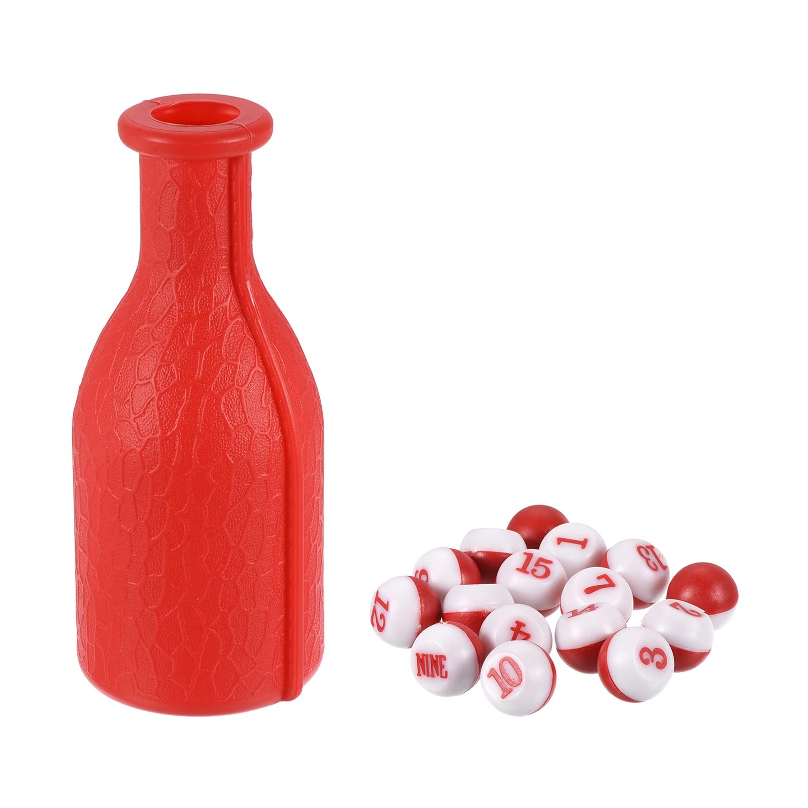 PATIKIL Billiard Kelly Pool Shaker Bottle Plastic with 16 Numbered Tally Balls Peas, Red