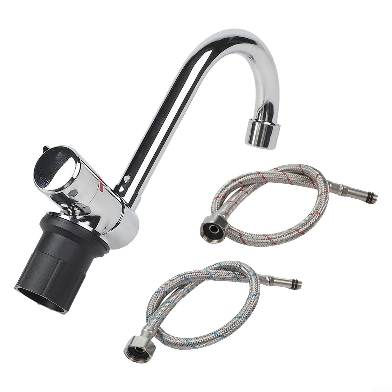 Robinet mélangeur chaud et froid pliable, rotation à 360 °, robinet d'évier en cuivre chromé pour caravane, camping-car, yacht, bar, argenté