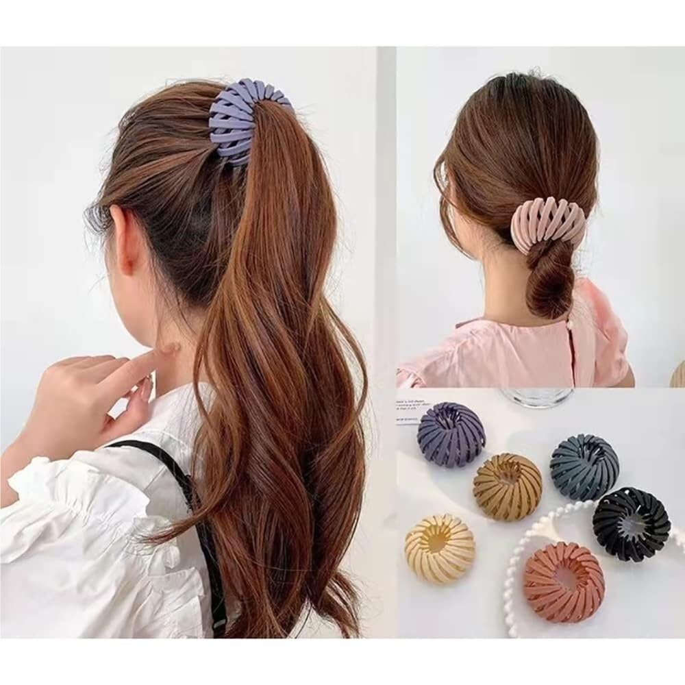 Pettine Capelli 4 Fermagli Per Capelli Con Nido Di Uccello Opaco, Morsetti Per Artigli Per Chignon, Fermagli Per Chignon, Porta Di Cavallo Espandibile Accessori Capelli