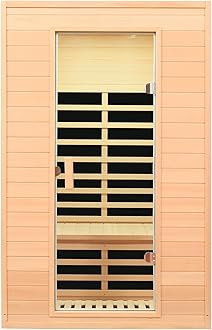 2 Person Infrared Sauna, Low EMF Infrared Saunas for Home 2 Person Indoor Home Sauna Canadian Hemlock Wooden Sauna Room with Bluetooth Speakers, LED Reading Lamps, 1500Watt