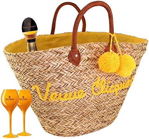 Veuve Clicquot Shopping Bag with 2 Acrylic Glasses & Champagne Bottle Stopper ? Yellow Design