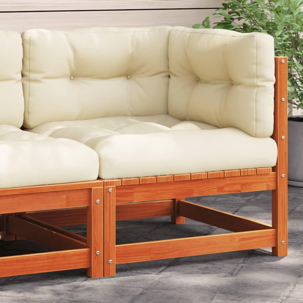 Festnight Sofás de Jardín 1 Plazas con Cojines Muebles Jardin Conjunto Jardin Exterior Sofa Exterior Sofas de Terraza Sillón de Exterior Sofá Modular Madera de Pino Marrón Cera 1 Plazas-Type-6