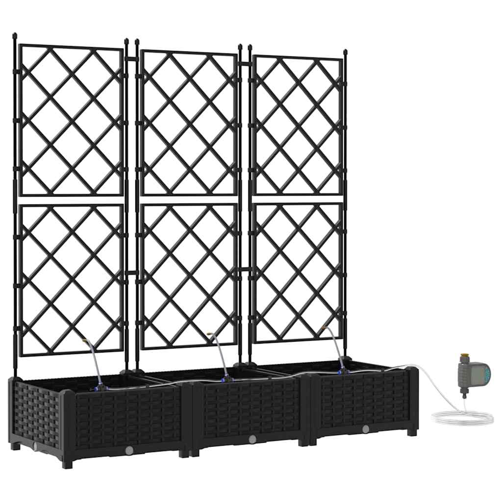 vidaXL Doniczka ogrodowa 3 pcs Czarny 120 x 40 x 126 cm, Ogród i taras, nowoczesna doniczka samonawadniająca, trwały pojemnik na rośliny patio