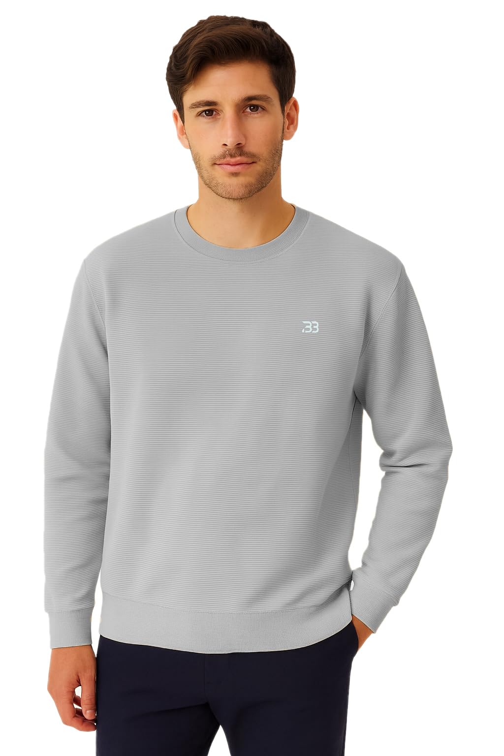 Big Button Ribbed Light Weight Round Neck Sweatshirt-picture-10