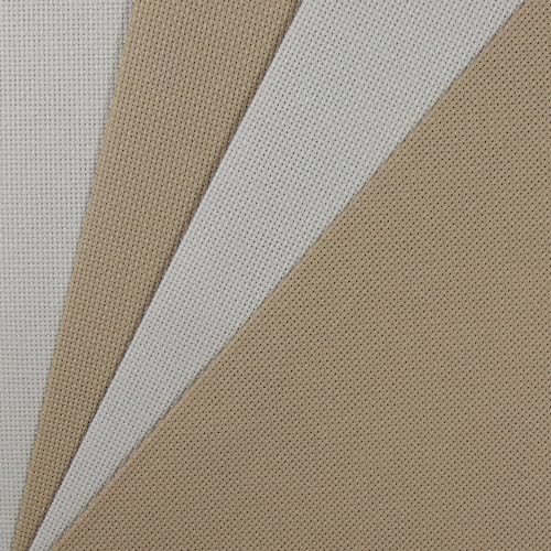 Image of KCS 4 /6 pc of 12 inch x 18 inch(30cmx45cm) 18CT Counted Cotton Aida Cloth Cross Stitch Fabric (4 pc,Pearl Grey+Khaki)