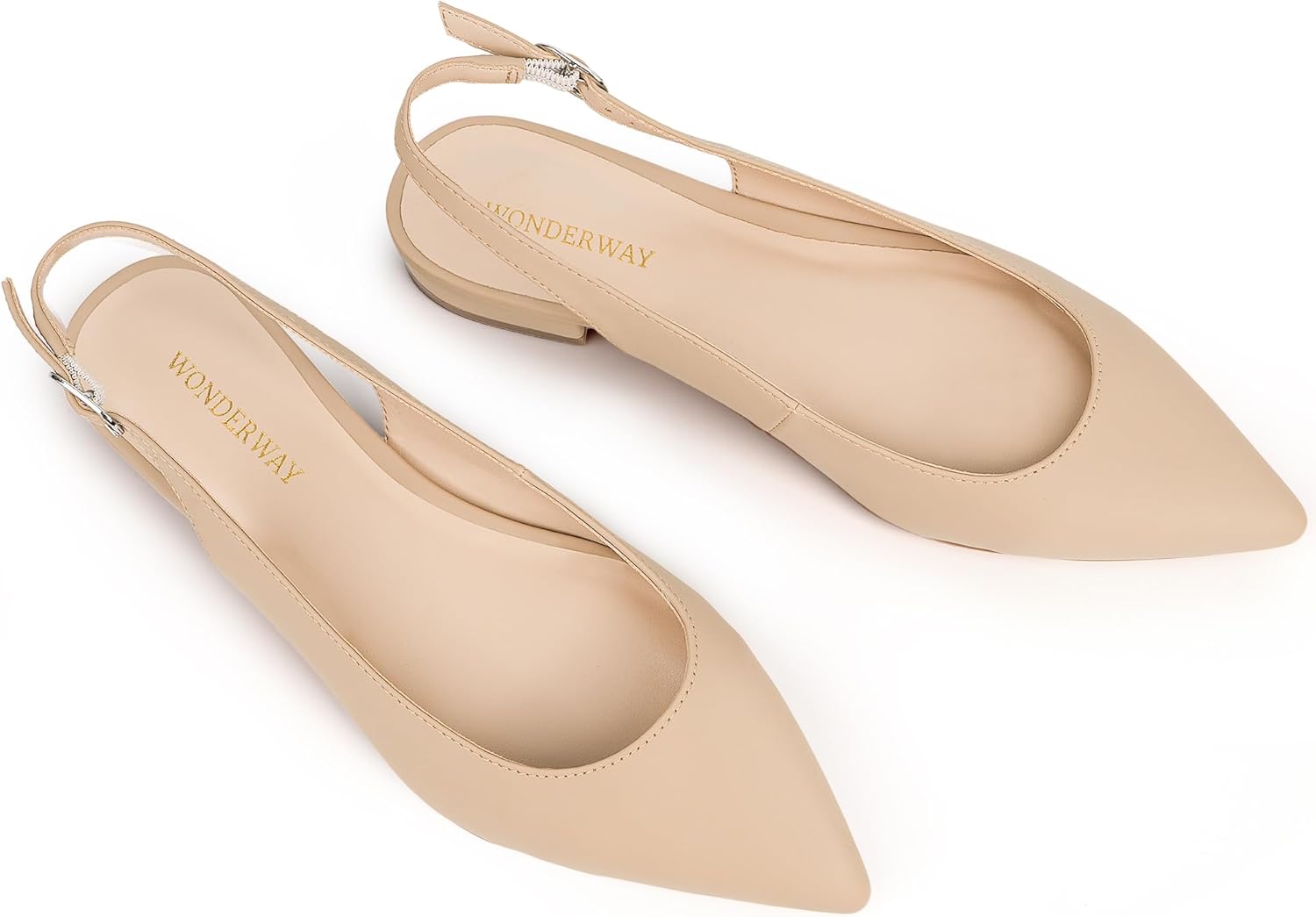 WONDERWAY Women Slingback Flat Pointed Toe Shoes for Dressy,Casual,Work,Wedding