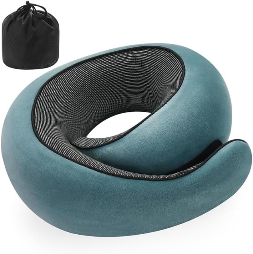 Neck Pillow, Travel Pillow uses Memory Foam to Support Neck Comfort, Ideal Companion for Airplane and car Travel, Compact, Convenient, and Versatile Airplane Sleep Pillow(Light Blue)