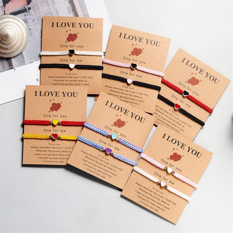 Colorful Heart Beaded Matching Bracelets Adjustable Set of 2 Couples and Friendships Bracelets for BFF Friendship Relationship Jewelry Gifts - Image 6