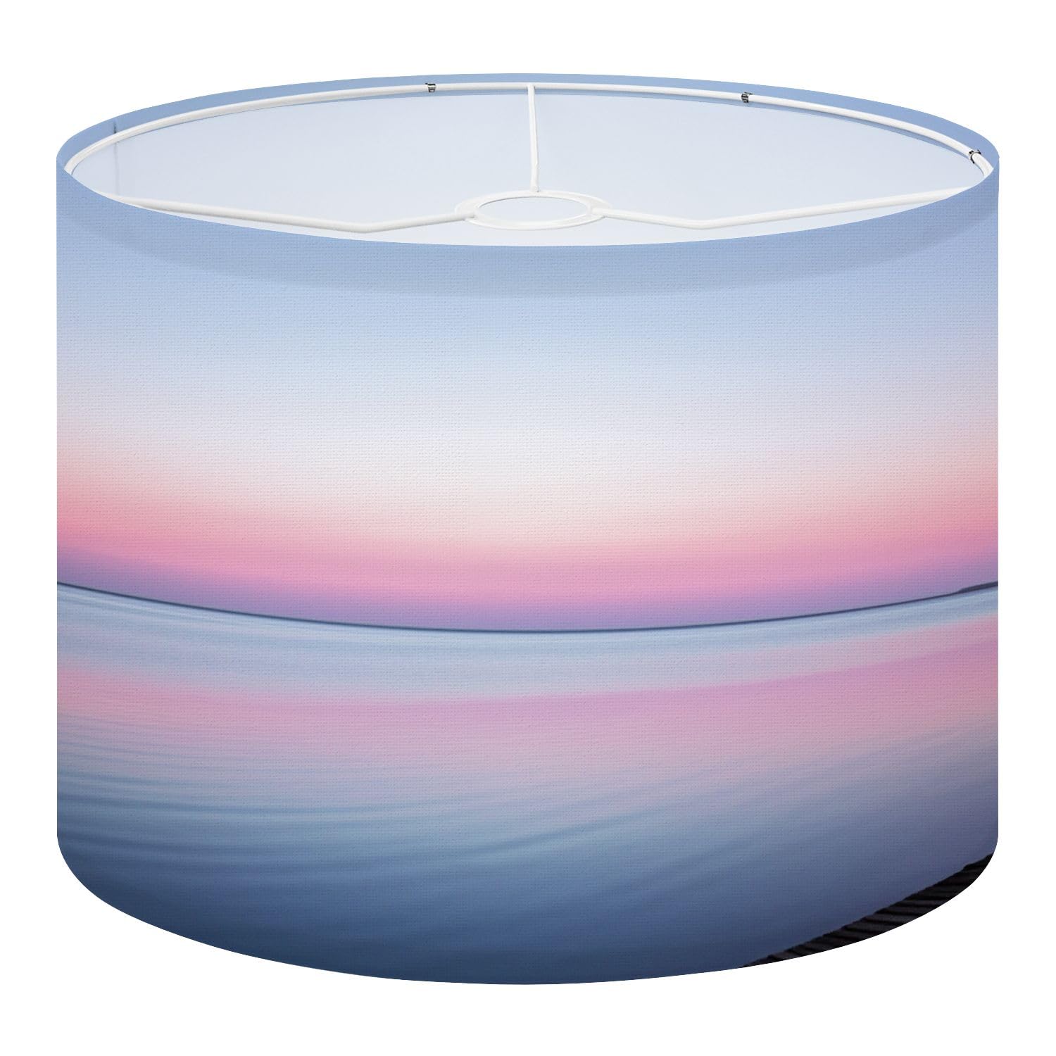 Fabric Round Drum Lamp Shade Sea Wave Sunset Vintage Medium Linen Girls Decorative Replacement Lampshades 13inch Set of 1 for Table Lamps, Floor Lamps,Ceiling Lamp