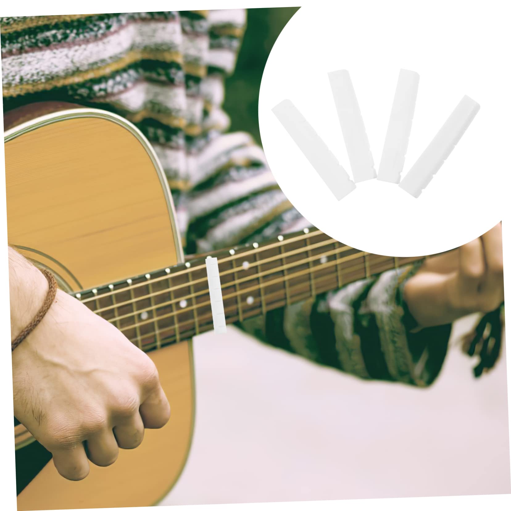 GOOHOCHY Professional Guitar String Nuts 4pcs Ox Bone Saddles Guitar Nut Replacement for Supplies