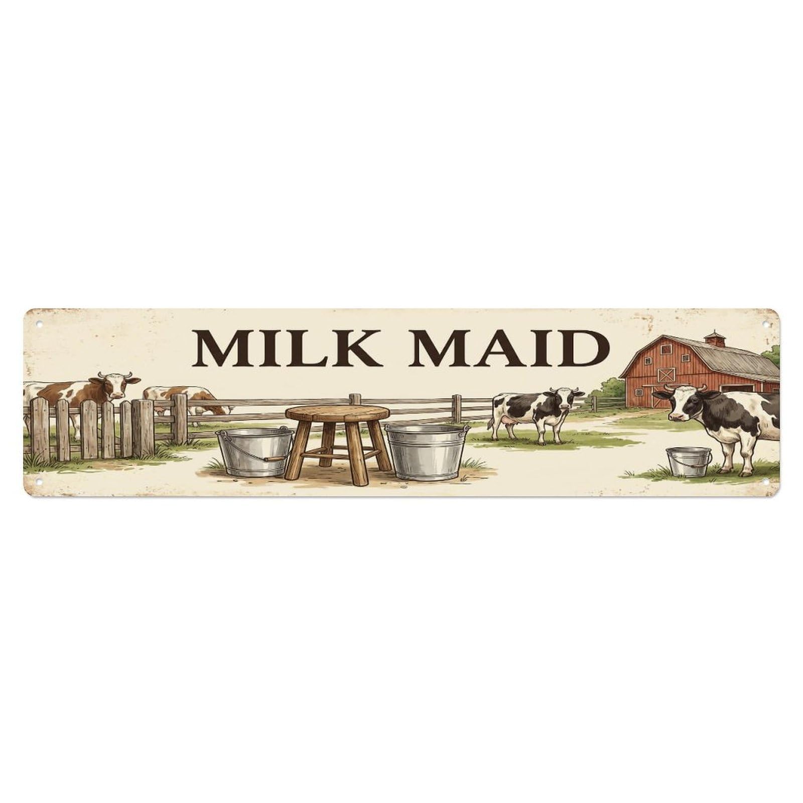 Vintage Yard Milking Farmhouse Funny Cow Backyard Farm Metal Tin Sign Plaque Wall Decor for Cafe, Club, Garden Metal Poster 4x16Inch
