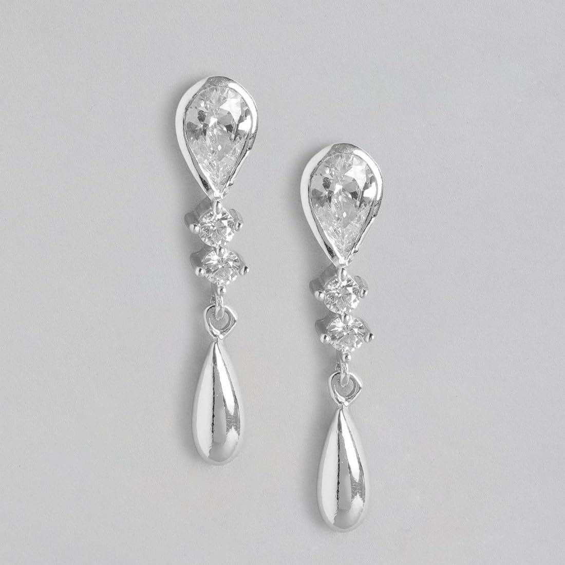 Women's 925 Sterling Silver Circular CZ Solitaire Drop Dangler Earrings