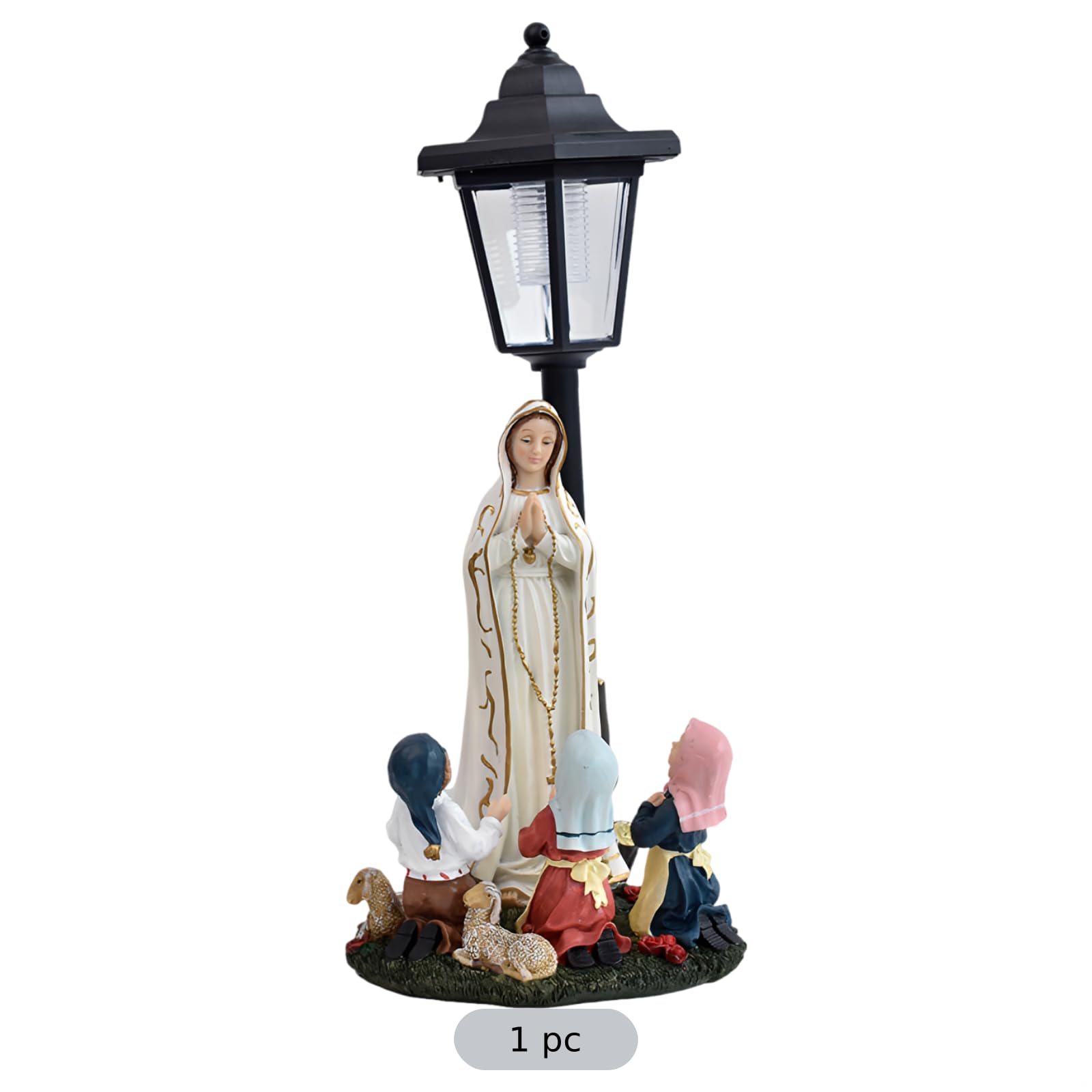 Figura in preghiera a energia solare, statua religiosa da esterno da 39,6 cm con lampada a LED, scultura in resina, resistente alle intemperie, installazione senza sforzo, accento artistico e