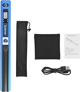 Document Scanner Portable Handheld Wand Wireless Scanner, A4 Size 900DPI JPG/PDF Formate LCD Screen Type-C Interface With Protecting Bag (Color : Blu, Size : 1)