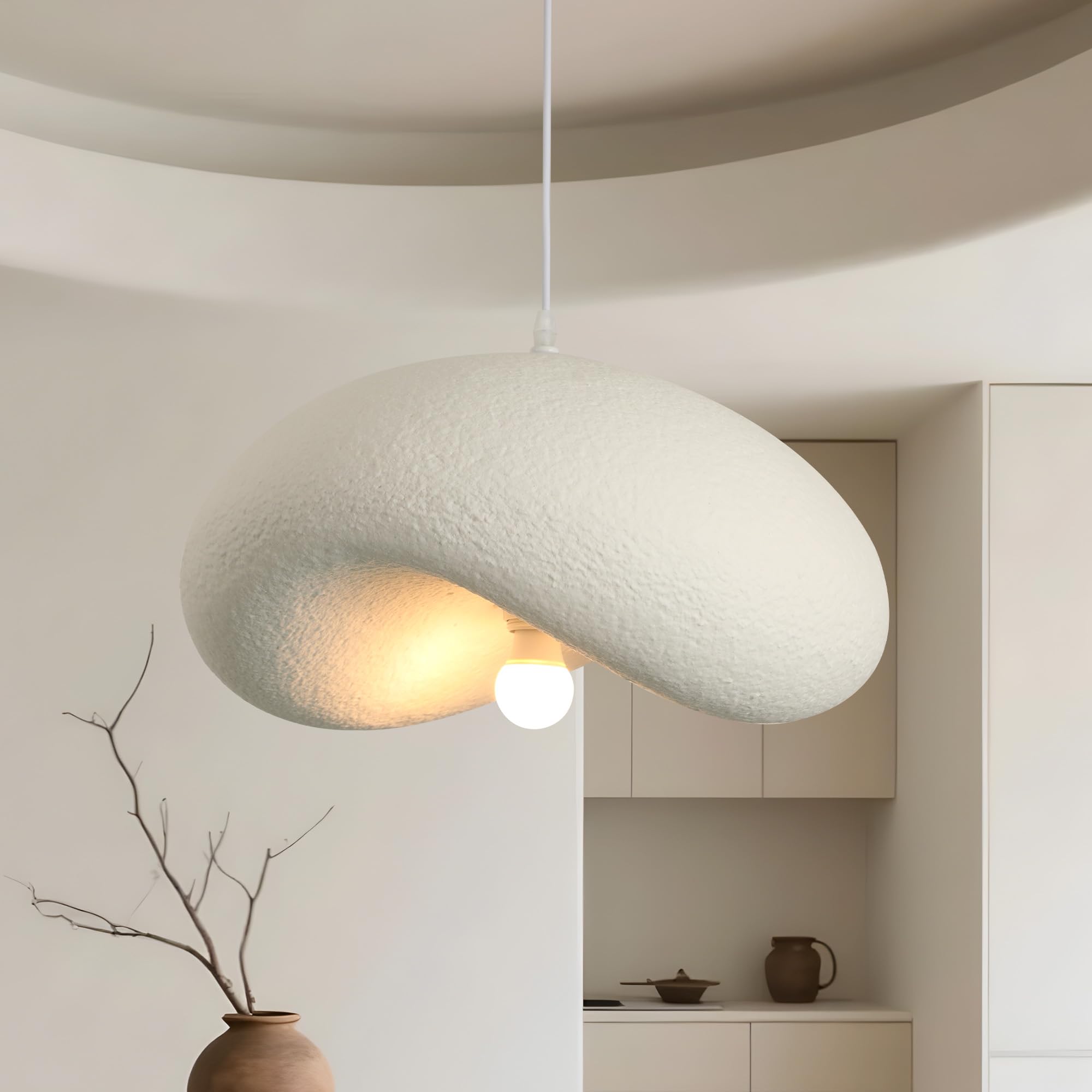 HvKvHvY Modern Cloud Lamp Chandelier,Japanese Wabi-Sabi Style Chandelier, E27 Hat Shape Lampshades for Ceiling Lights, 40Cm White Pendant Light for Dining Room Kitchen Island Dining Room Bedroom