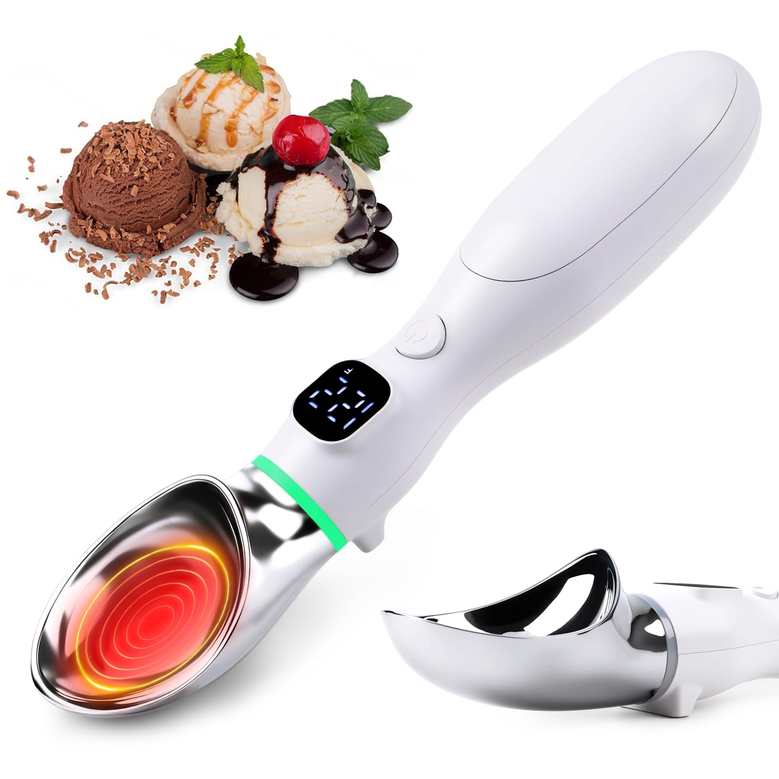 Fully Waterproof Heated Ice Cream Scoop with 3 Heat Settings (50/60/70°C)