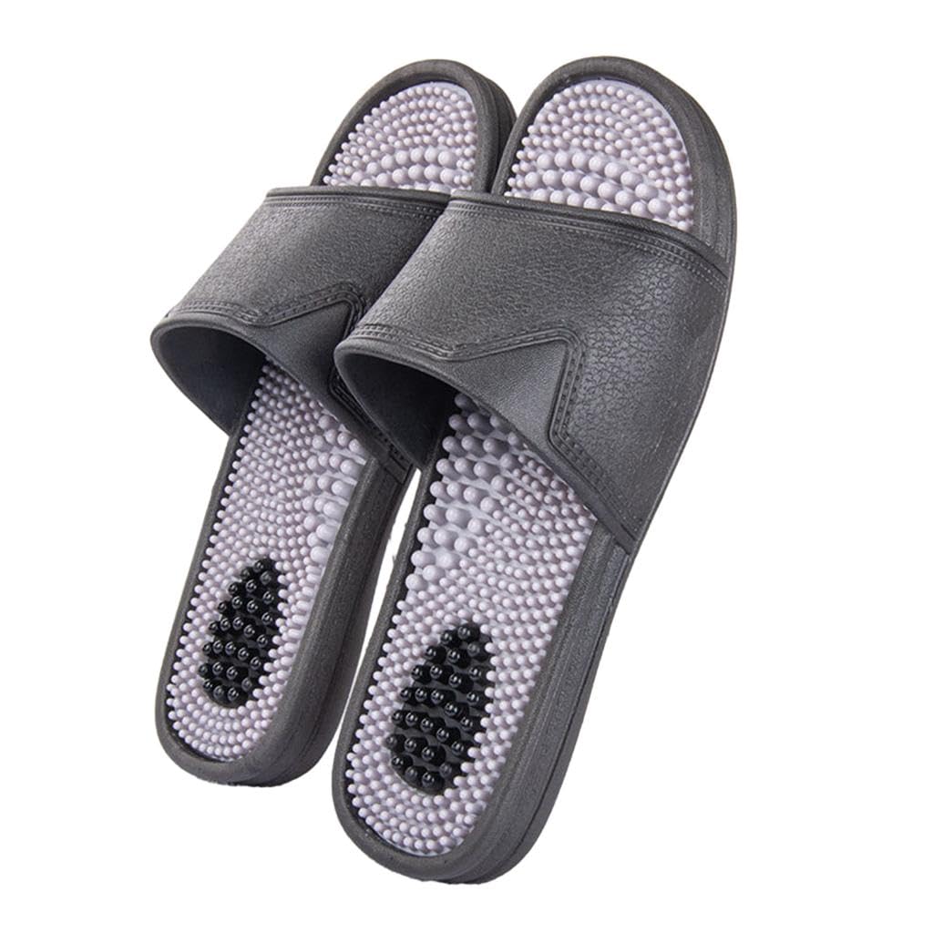 Massage slippers for men,indoor Therapeutic Reflexology Sandals for Acupoint Massage Arch Pain Relief Non-Slip Massage Shoes for Bath Shower,Foot Massage Slippers(Size:EU 44/45,Color:Black/grey)