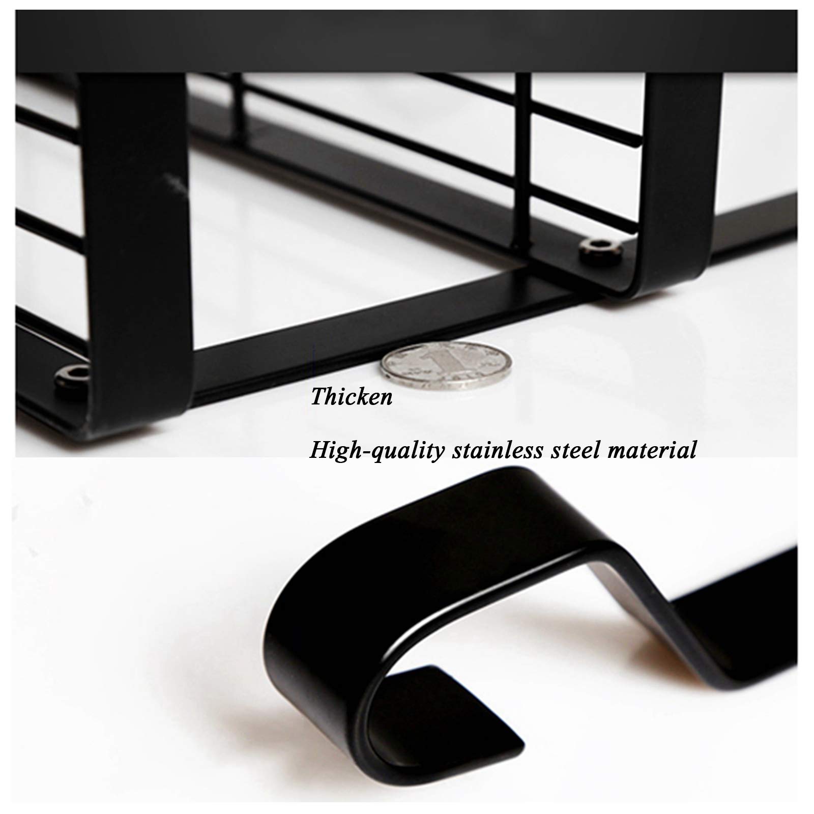 Escurridor de platos plegable de pared negro con lavabo extraíble, capacidad de 60 kg, resistente y duradero, de acero inoxidable de alta calidad, con ganchos para colgar
