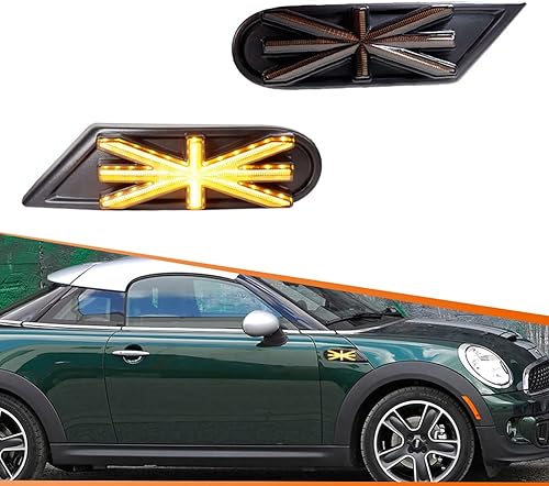 ADIIL Union Jack estilo ahumada lente ámbar marcador lateral indicador LED para mini Cooper R55 R56 R57 R58 R59 luces de marcador laterales