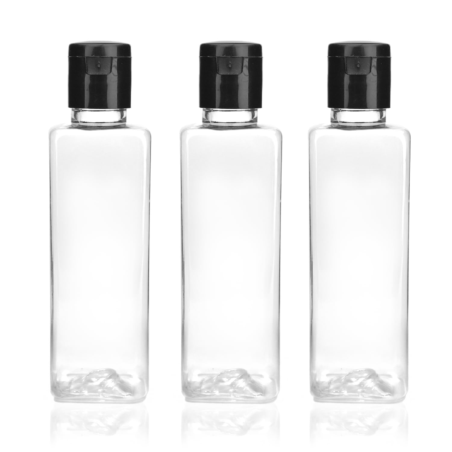 100ml Clear Empty Square PET Bottles With Black Flip Top Cap For Hair Oil, Ayurvedic Oil, Massage Oil, Lotions, Shampoo, Sanitizer | Refillable | Reusable (3)-image-19