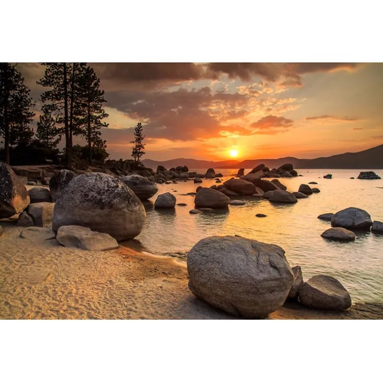 Papier peint 3D paysage coucher de soleil grand format decoration murale chambre et salon 250x175 - 3