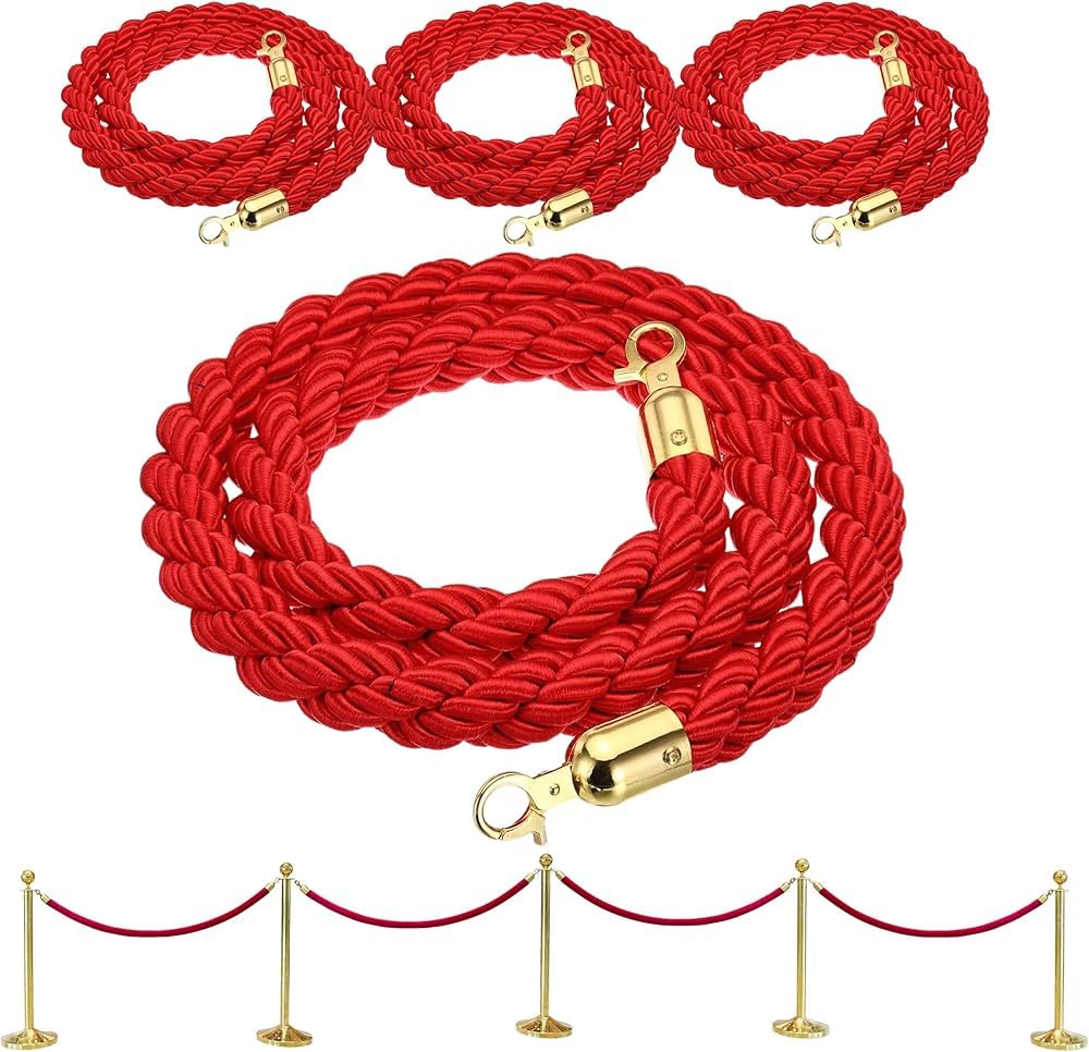 Corde de 2,4 m avec Mousqueton pour Tapis Rouge et contrôle des foules Lors d'événements festifs - Corde d'échelon de qualité supérieure pour Ouvertures