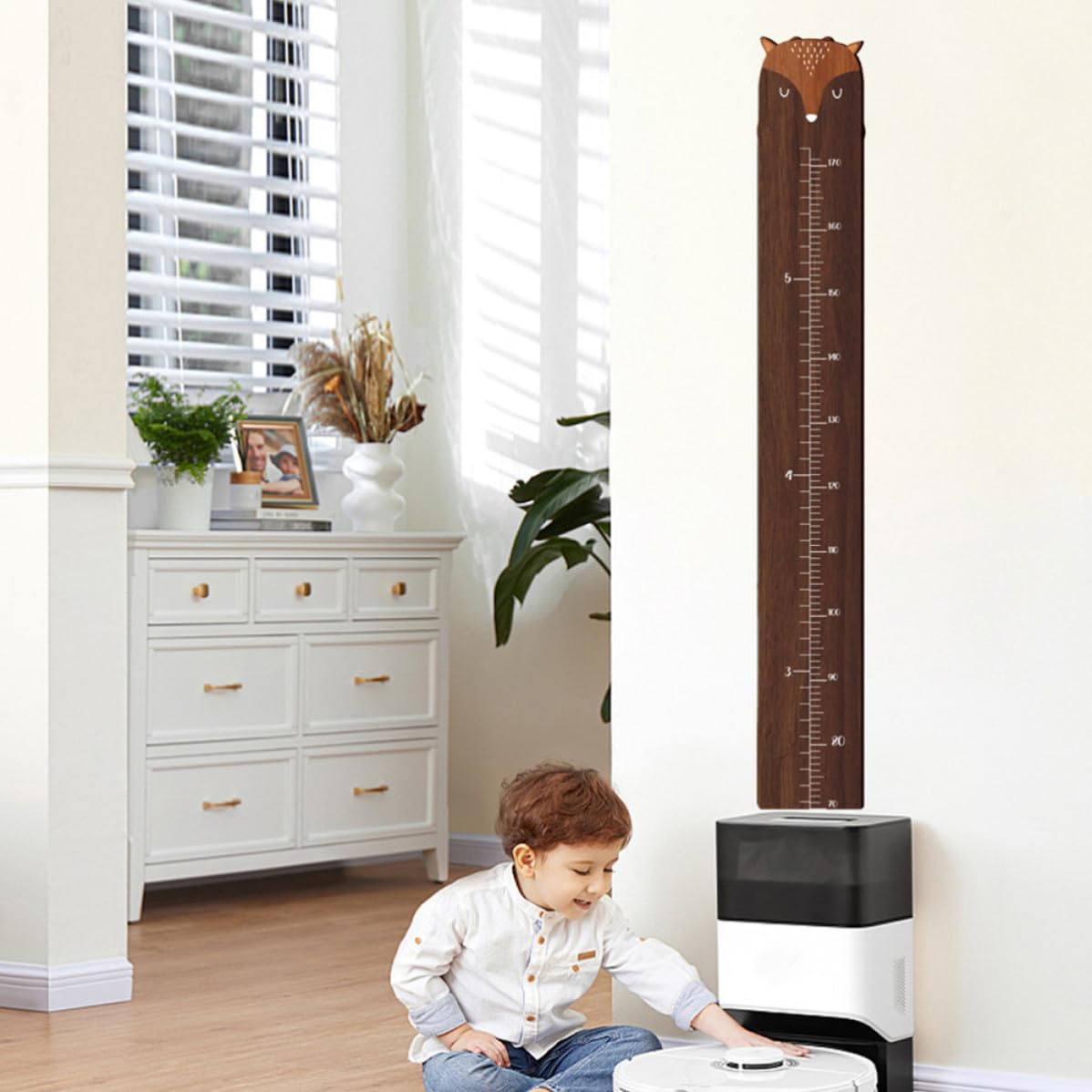 Balacoo Tabla de Crecimiento Infantil Medición de Altura Estable y Resistente Diseño de Jirafa de Madera para Decoración de Habitación para Pared