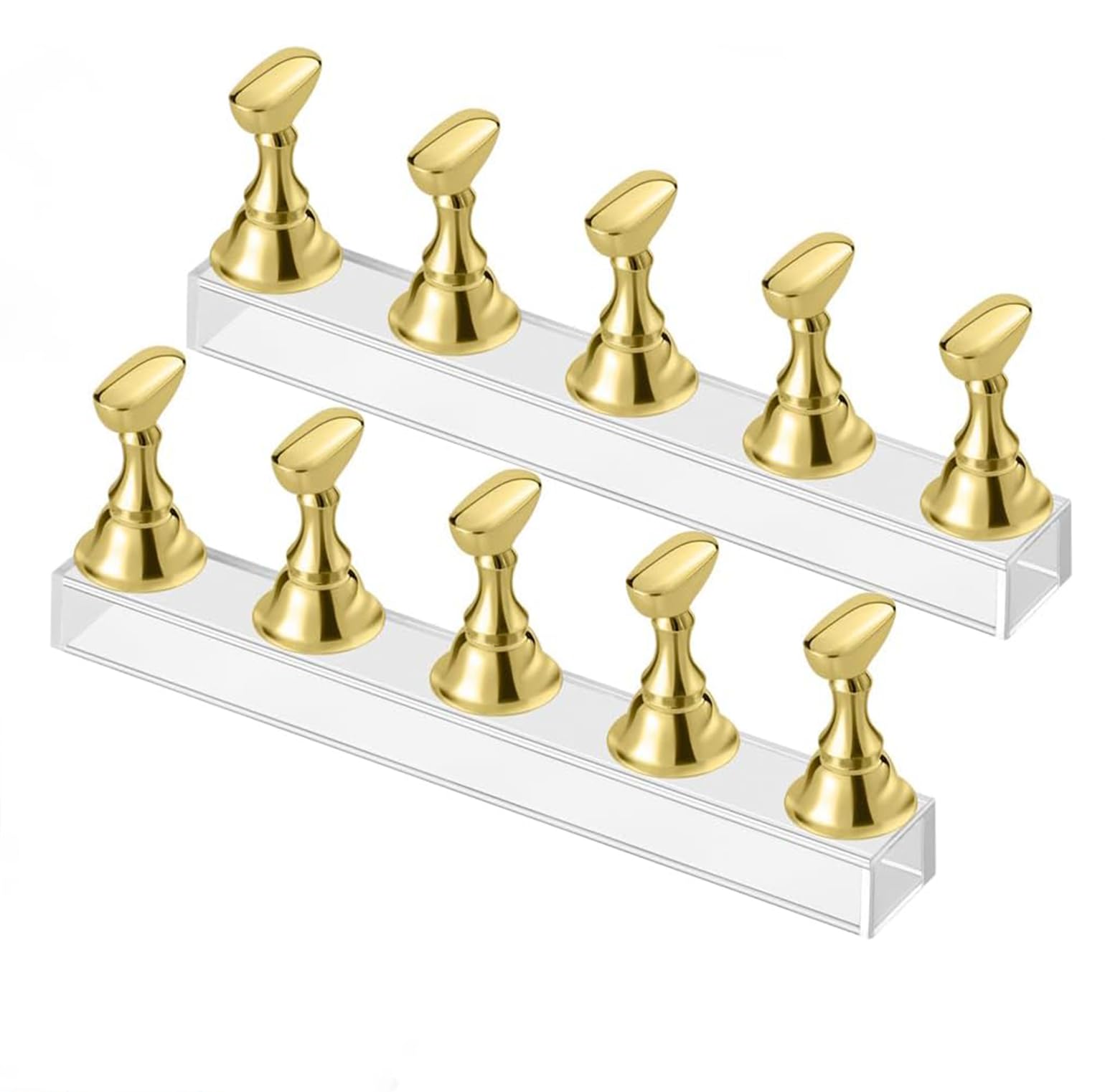 Professional Acrylic Nail Display Stand with 10 Magnetic Nail Tip Holders, Reusable Nail Practice Stand for False Nails, Nail Art Display Base for DIY, Salon, Training and Manicure Photography Golden-image-22