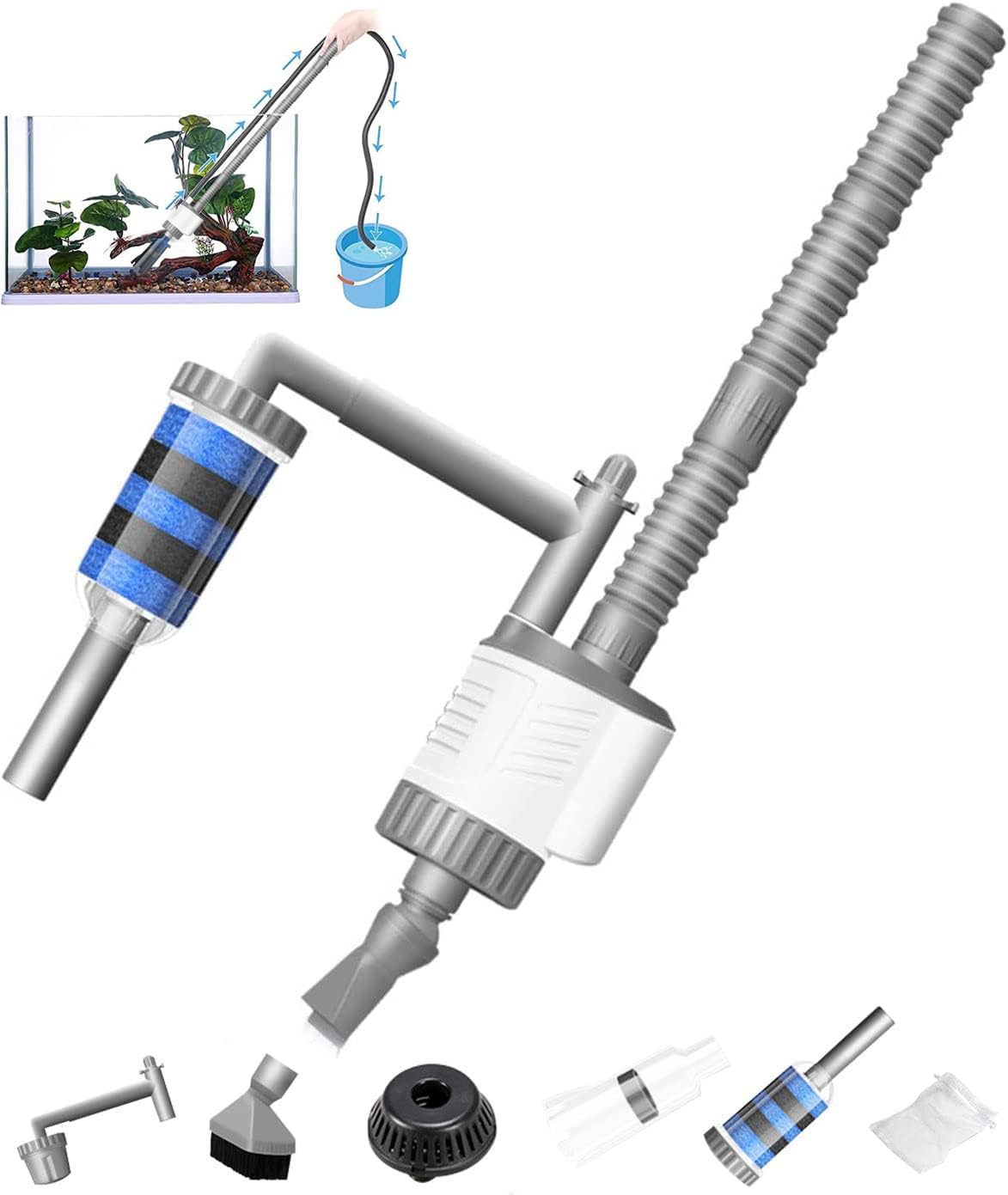 Devenirriche Automatic Aquarium Gravel Cleaner, 6 in 1 Multifunctional