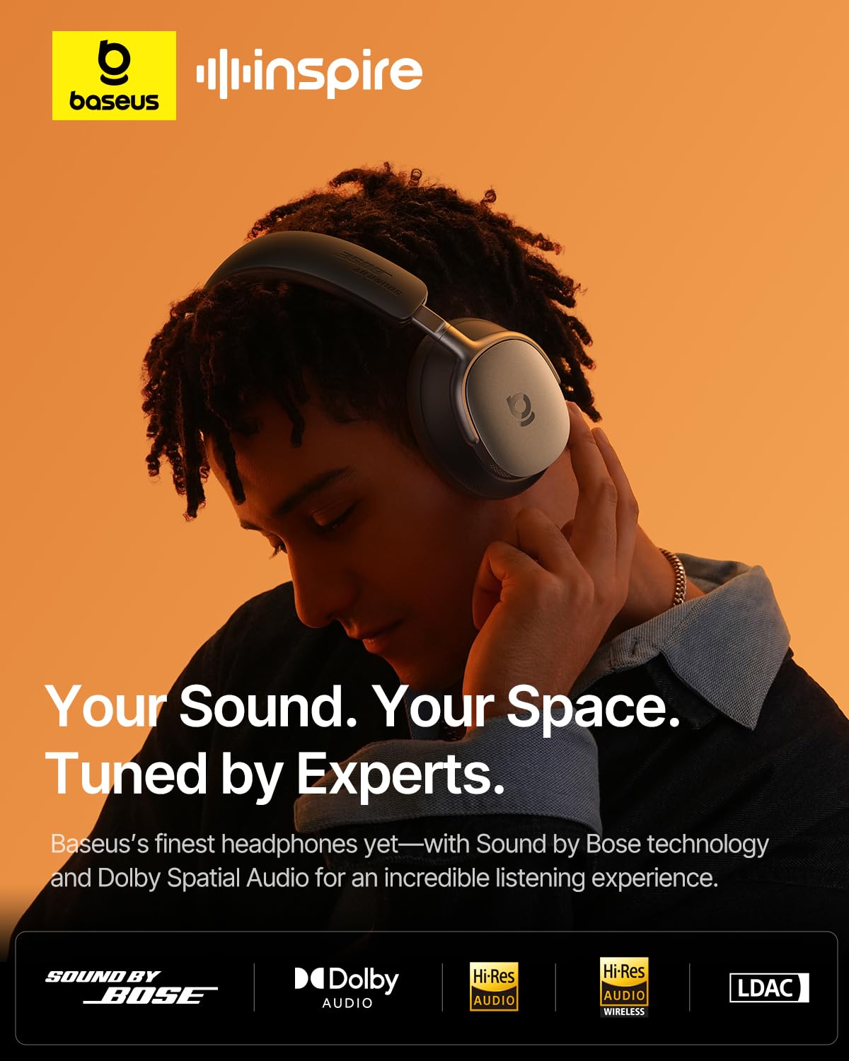 Baseus Inspire XH1 ANC Headphones - Sound by Bose Cosmic Black - Dettaglio