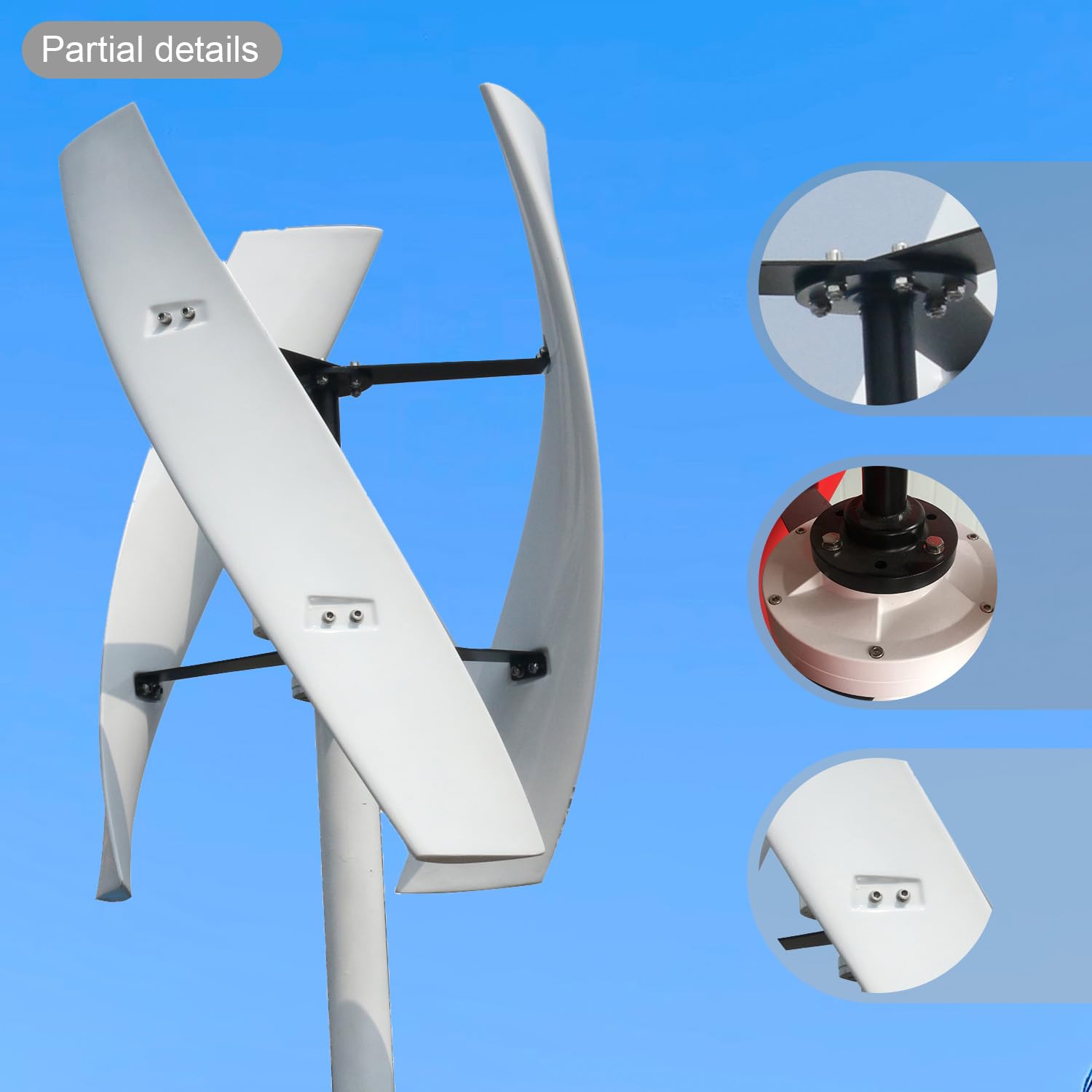 Vertikale Windkraftanlage 12V Permanentmagnet, Windgenerator mit Magnetischer Levitation & MPPT-Controller, Geräuscharme Windenergieanlage für Heimgebrauch 800W(12, Volt)