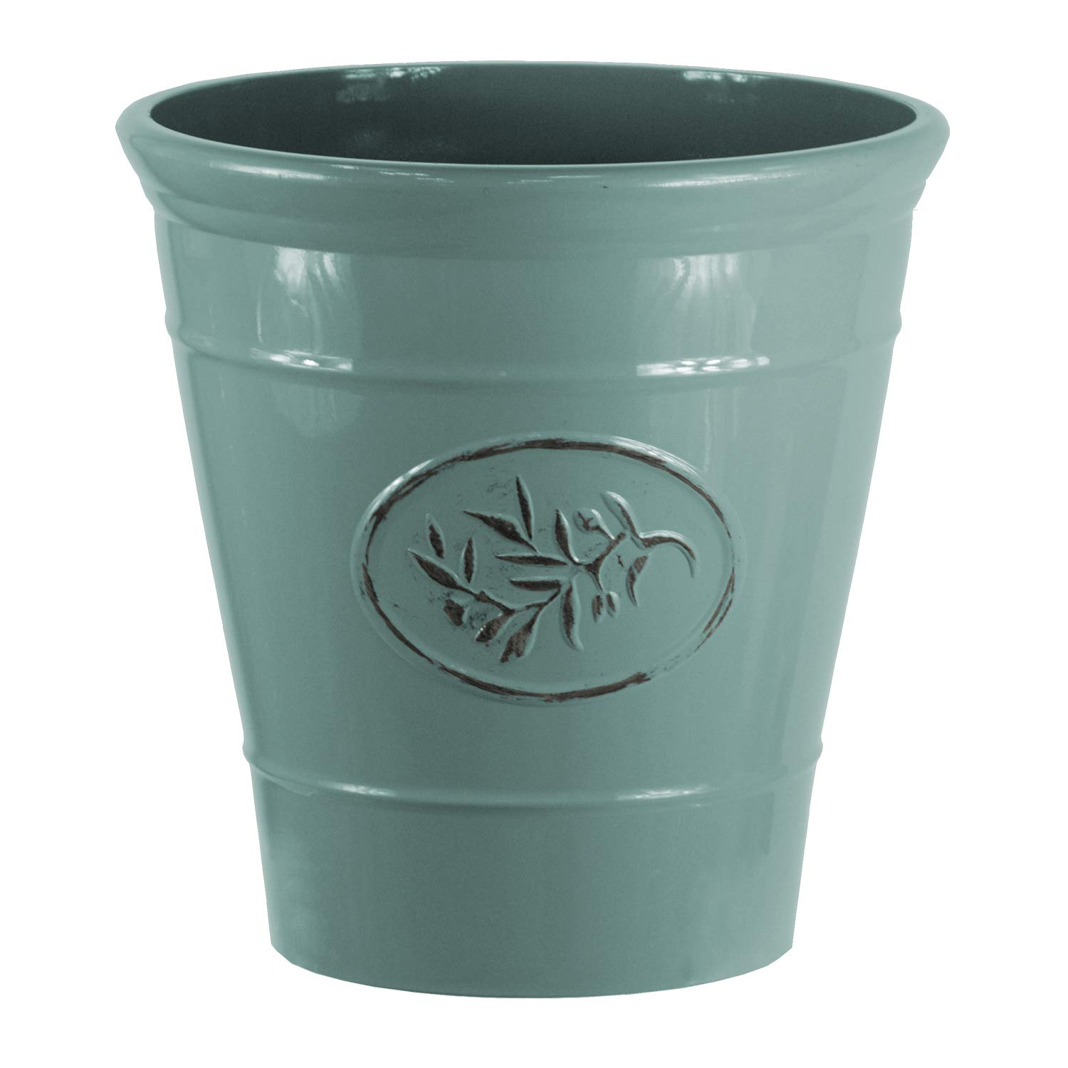 Country Style Gloss Plastic Planter - Green, Single Pot - 40cm (H) x 40cm (Dia) - Suitable for Indoor or Outdoor Use.