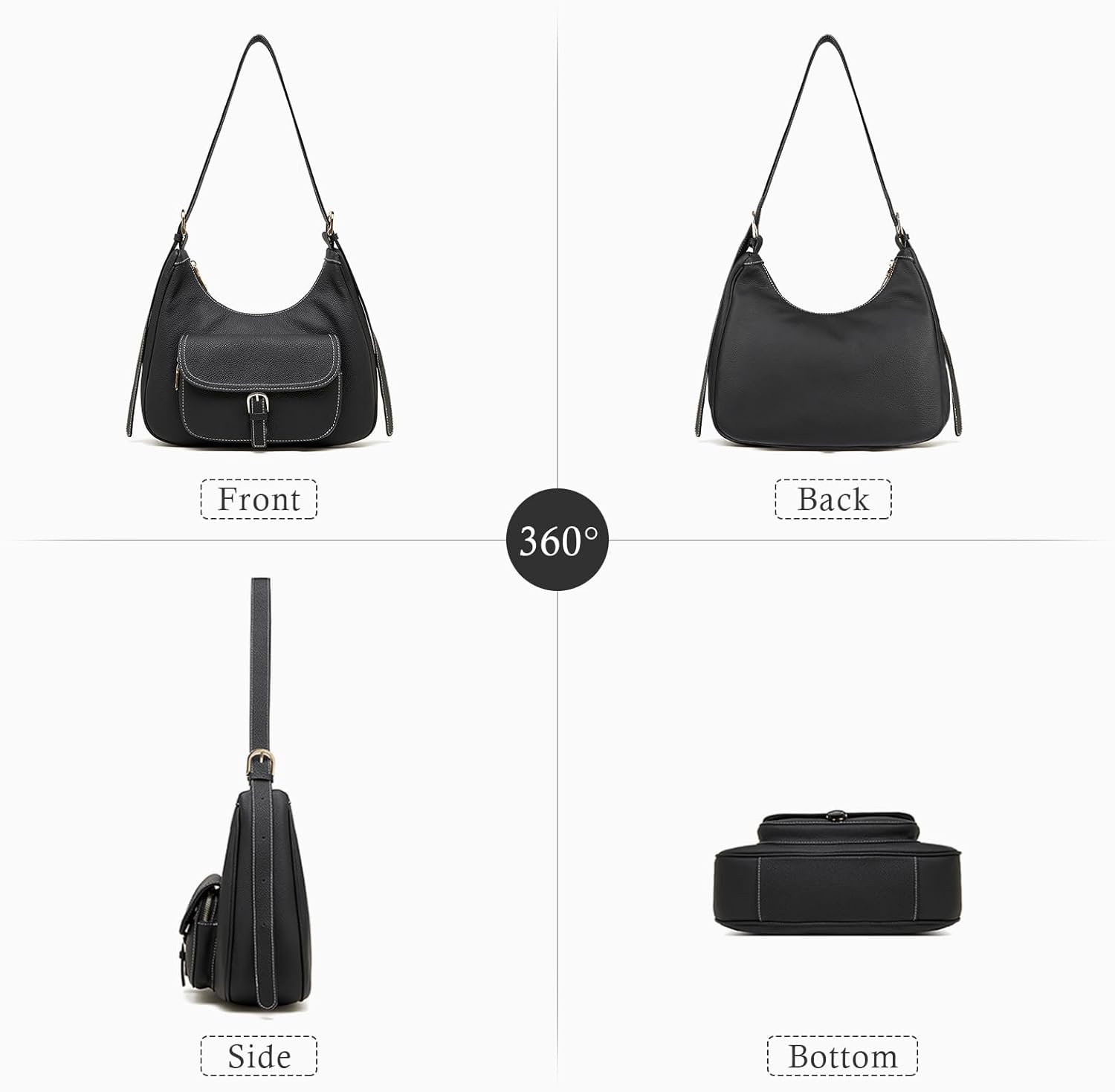 Genuine Leather Crossbody Bags for Women, Minimalist Messenger Bags, Purse with Adjustable Strap - Image 6