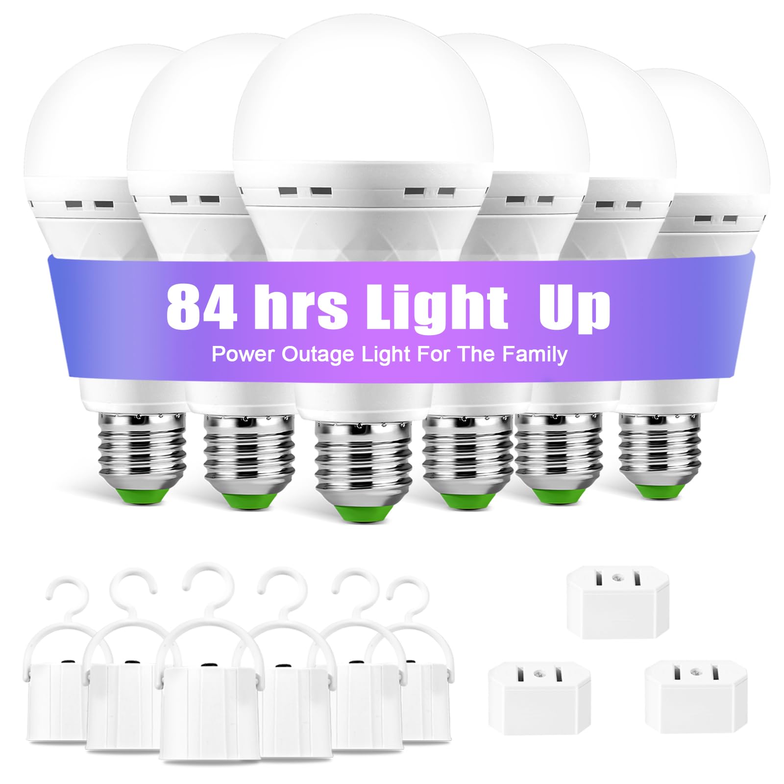 LHZHENG Emergency-Rechargeable-Light-Bulb, Stay Lights Up When Power Failure, 1500mAh 12W 60W Equivalent LED Light Bulbs for Home, Camping, Hiking (