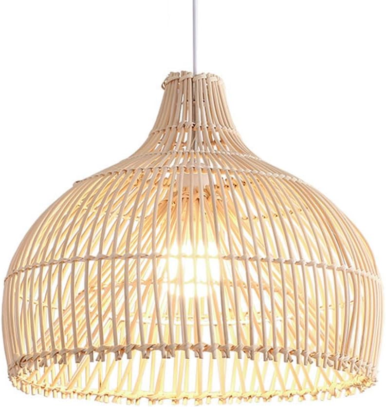 スカンジナビアスタイルの大きな竹の竹の織りペンダント照明器具キッチンルームヴィンテージファームハウス天井吊りランプシェード45cm茶
