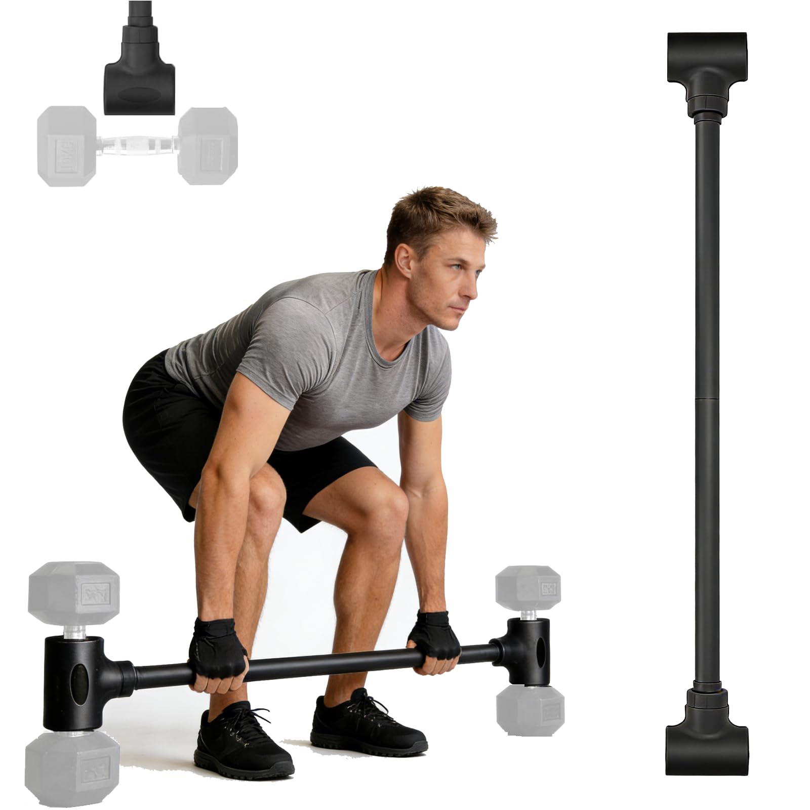 Barre Convertisseur D'haltères Polyvalente, Barre D'haltérophilie Réglable Universelle, Adaptateur Pour Haltères Pratique, Capacité 80 Kg, Convient Pour Maison et Salle de Sport
