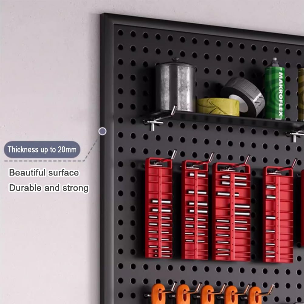 Tablero perforado de acero Wall Control: paneles perforados de metal para pared para almacenamiento de herramientas en garaje, organizador de herramientas con ganchos para banco de trabajo y taller(10