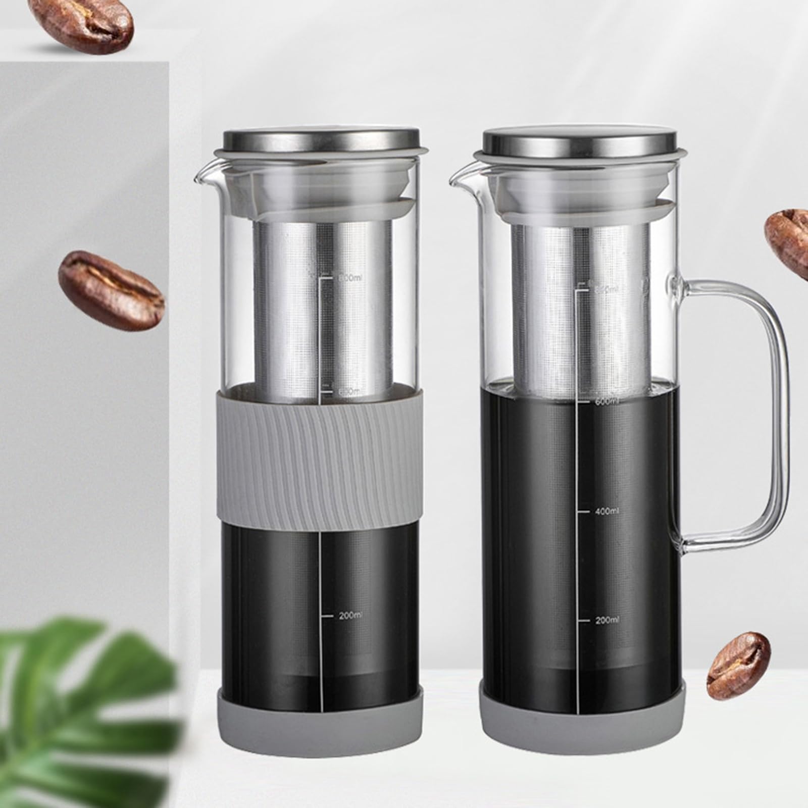 Elegante jarra de café de vidrio borosilicato para preparar en frío, práctica máquina de café con extracción de sabor