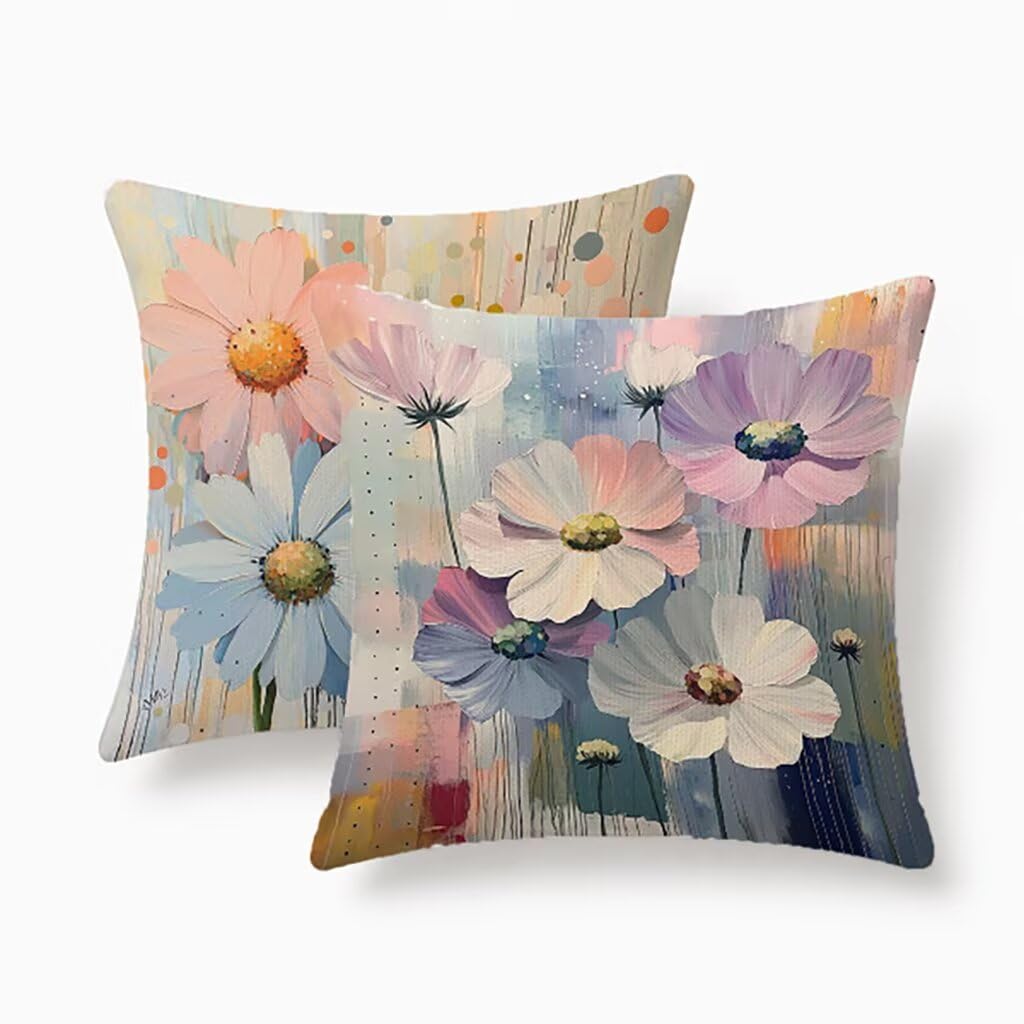 Fundas Cojines Patio y Terraza 50x50cm Decoración Floral Lino Exterior