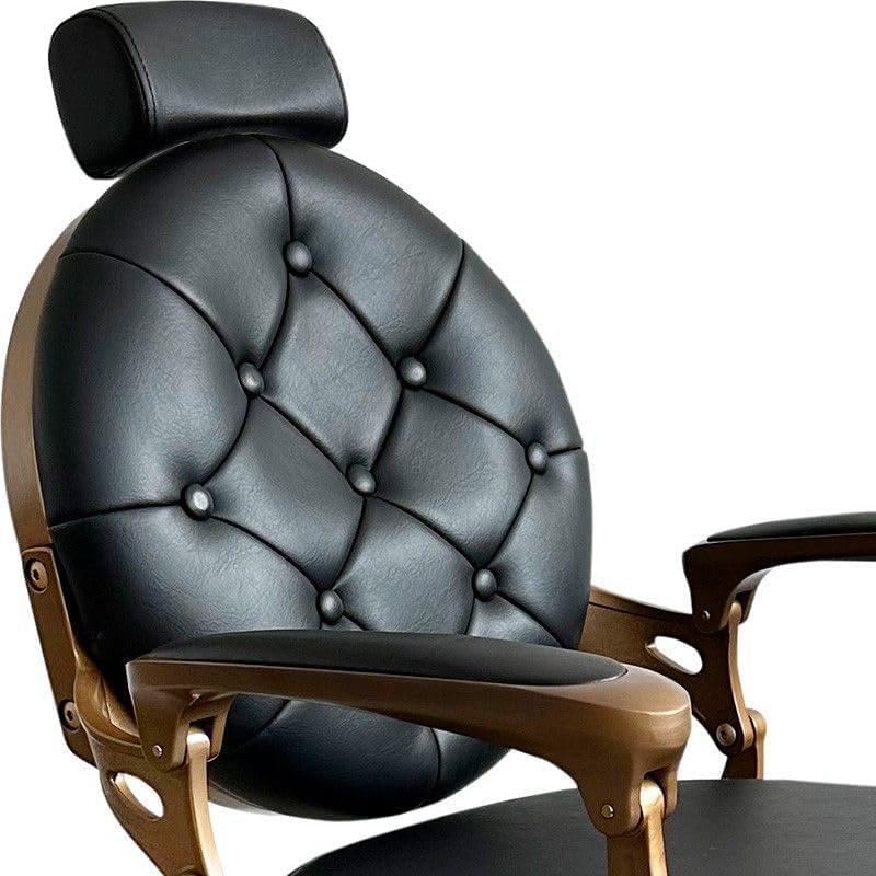 Genérico Sillón Clásico de Barbero hidráulico Estilo Vintage con reposapies Integrado Modelo Check-G Negro