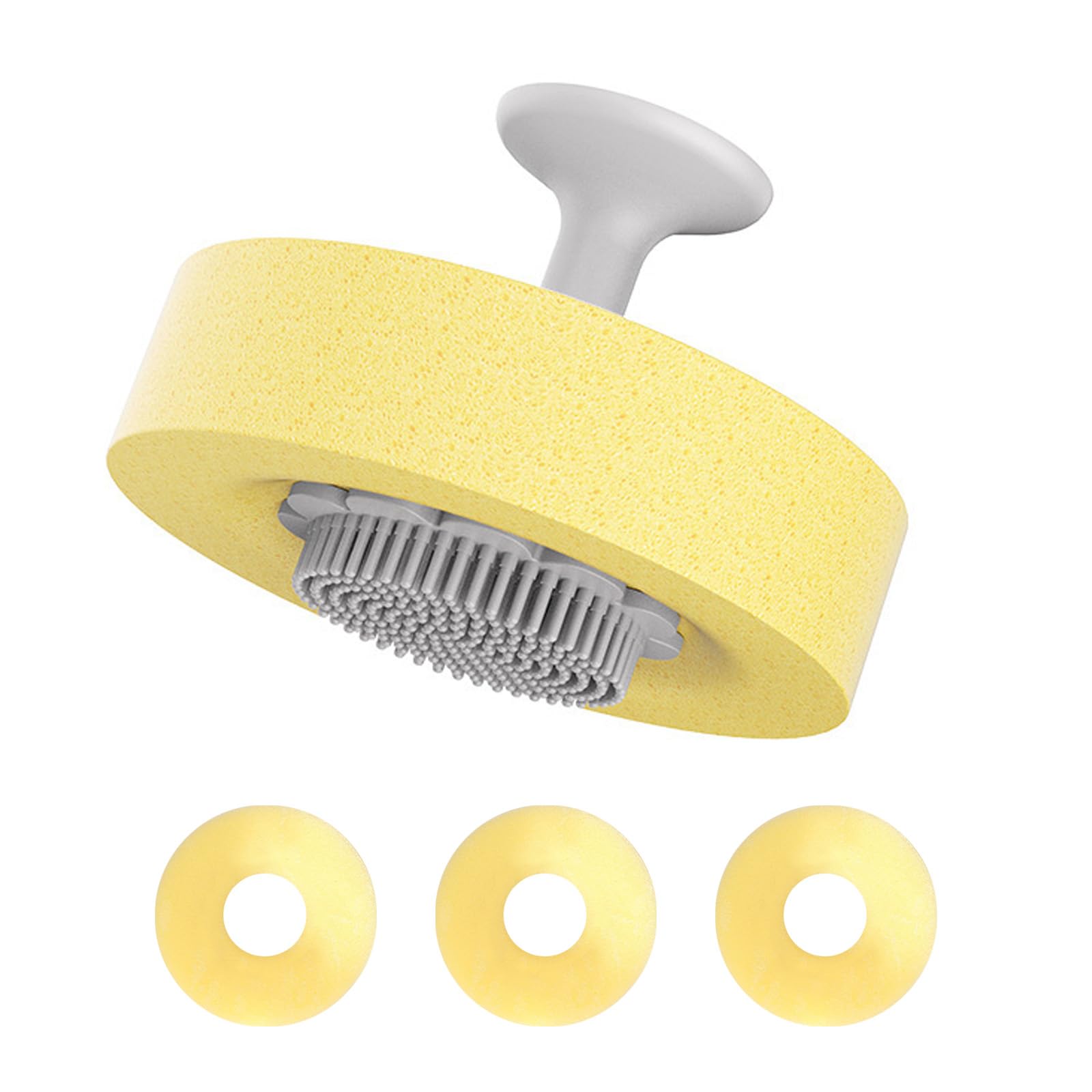 Tsophreniq Silicone Sponge Brush for Kitchen Use with Suction Cup Storage Detachable Scrubber Dishwashing Brush Set Nonscratch Pots Cleaner
