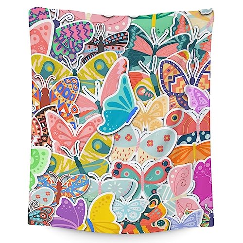 Butterfly Blanket Gifts - 40"x50" Cute Throw for Women, Girls - Colorful Soft Fuzzy Blankets for Couch & Sofa