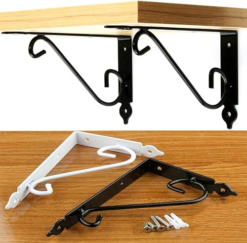 Miniatura 3 de Gancho de hierro forjado, soporte de estante triangular, montaje en pared, flotante, rústico, para estantería, sala de estar, baño, jardín, 2