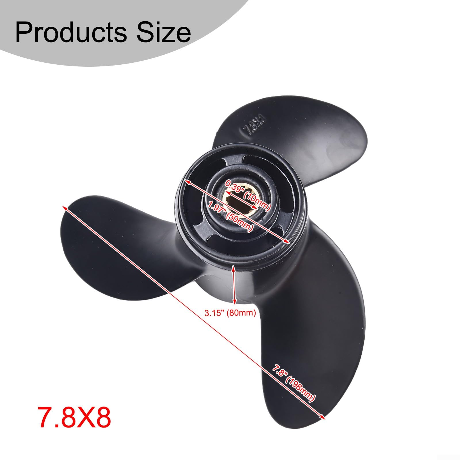 Aluminium-Außenbordpropeller, für 2-Takt 5 PS, für Tohatsu 4–6 PS, für Hangkai 2-Takt 6 PS, für Hyfong 4–6 PS