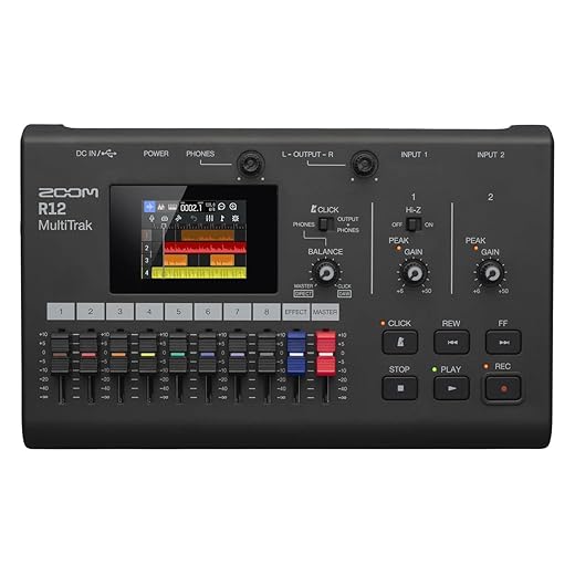 Zoom R12 MultiTrak Enregistreur mobile 8 pistes et studio audio créatif compact pour musiciens, enregistrer, couper, modifier, boucler, copier, produire des effets