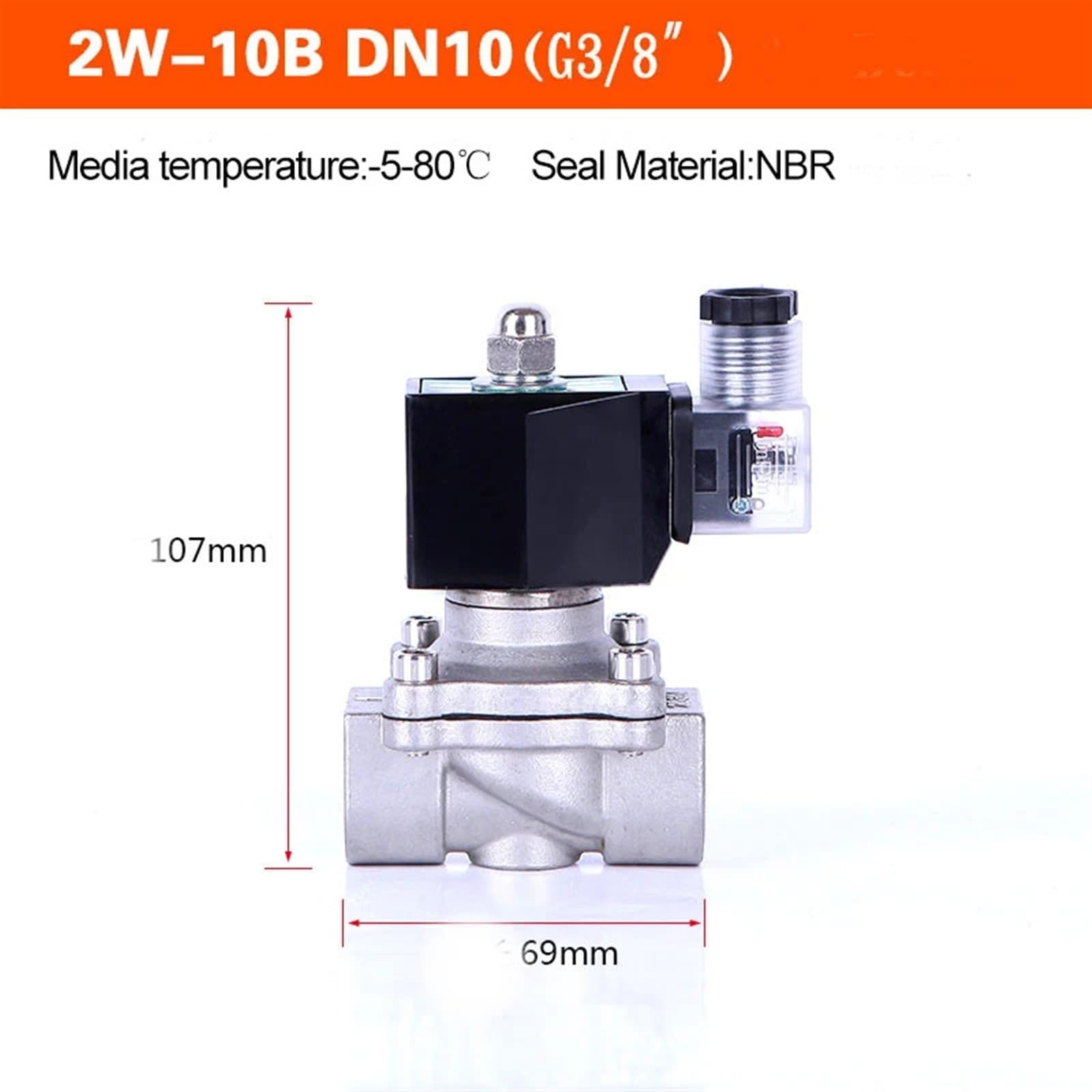 DN10 3/8 "12v 110v 220v 24v válvula solenoide eléctrica de Gas de agua for agua de acero inoxidable(NPT,24VAC_EPDM-SEAL)